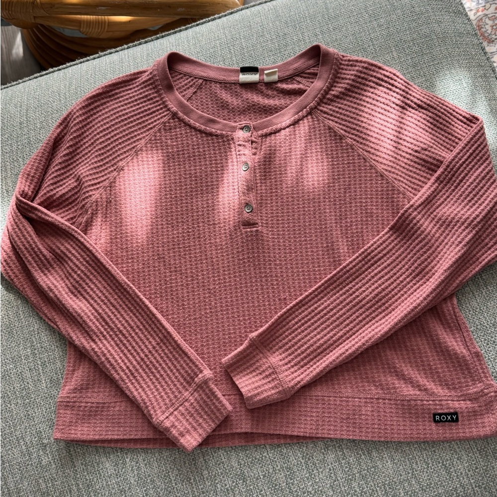 Roxy Women's Long Sleeve Henley Top - Dusty Rose
